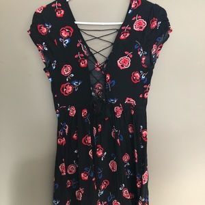 Black floral print dress
